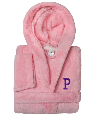 Linum Home Personalized Kids Super Plush Hooded Bathrobe In Pink,purple P