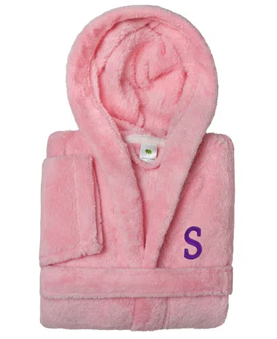 Linum Home Personalized Kids Super Plush Hooded Bathrobe In Pink,purple S