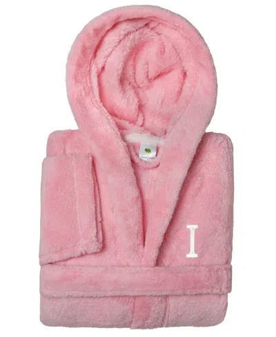 Linum Home Personalized Kids Super Plush Hooded Bathrobe In Pink,white I
