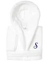 Linum Home Personalized Kids Super Plush Hooded Bathrobe In S White,navy