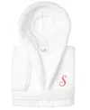 Linum Home Personalized Kids Super Plush Hooded Bathrobe In S White,pink