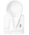 Linum Home Personalized Kids Super Plush Hooded Bathrobe In S White,purple