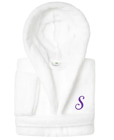 Linum Home Personalized Kids Super Plush Hooded Bathrobe In S White,purple