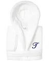 Linum Home Personalized Kids Super Plush Hooded Bathrobe In T White,navy