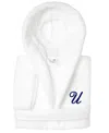 Linum Home Personalized Kids Super Plush Hooded Bathrobe In U White,navy