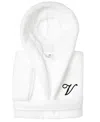 Linum Home Personalized Kids Super Plush Hooded Bathrobe In V White,black