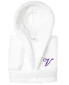 Linum Home Personalized Kids Super Plush Hooded Bathrobe In V White,purple