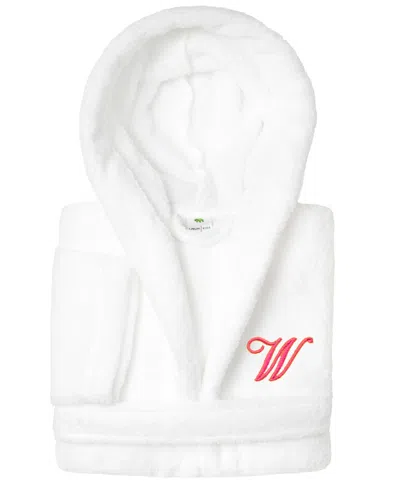 Linum Home Personalized Kids Super Plush Hooded Bathrobe In W White,pink