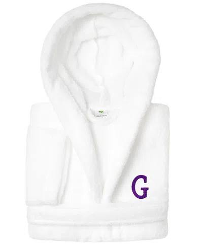 Linum Home Personalized Kids Super Plush Hooded Bathrobe In White