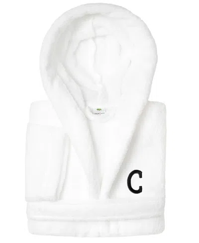 Linum Home Personalized Kids Super Plush Hooded Bathrobe In White,black C
