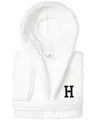 Linum Home Personalized Kids Super Plush Hooded Bathrobe In White,black H