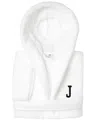Linum Home Personalized Kids Super Plush Hooded Bathrobe In White,black J