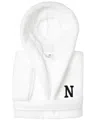 Linum Home Personalized Kids Super Plush Hooded Bathrobe In White,black N