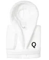 Linum Home Personalized Kids Super Plush Hooded Bathrobe In White,black Q