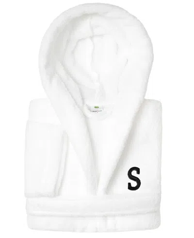 Linum Home Personalized Kids Super Plush Hooded Bathrobe In White,black S