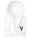 Linum Home Personalized Kids Super Plush Hooded Bathrobe In White,black V