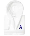 Linum Home Personalized Kids Super Plush Hooded Bathrobe In White,navy A
