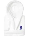 Linum Home Personalized Kids Super Plush Hooded Bathrobe In White,navy B