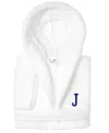 Linum Home Personalized Kids Super Plush Hooded Bathrobe In White,navy J