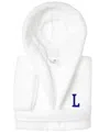 Linum Home Personalized Kids Super Plush Hooded Bathrobe In White,navy L