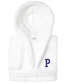 Linum Home Personalized Kids Super Plush Hooded Bathrobe In White,navy P