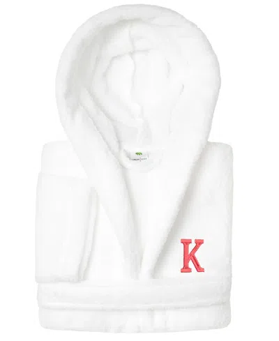Linum Home Personalized Kids Super Plush Hooded Bathrobe In White,pink K