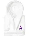 Linum Home Personalized Kids Super Plush Hooded Bathrobe In White,purple A
