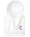 Linum Home Personalized Kids Super Plush Hooded Bathrobe In White,purple C