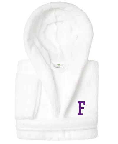 Linum Home Personalized Kids Super Plush Hooded Bathrobe In White,purple F