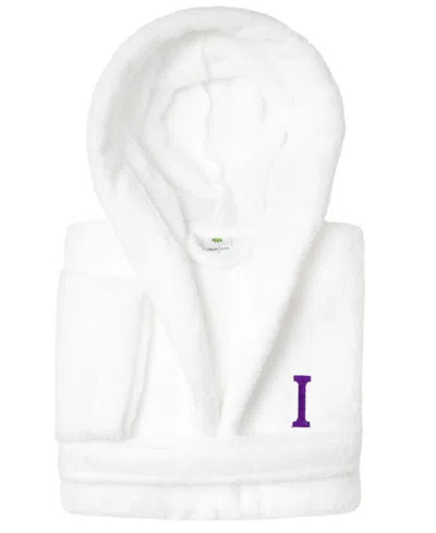 Linum Home Personalized Kids Super Plush Hooded Bathrobe In White,purple I