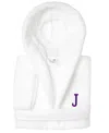 Linum Home Personalized Kids Super Plush Hooded Bathrobe In White,purple J