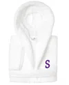 Linum Home Personalized Kids Super Plush Hooded Bathrobe In White,purple S