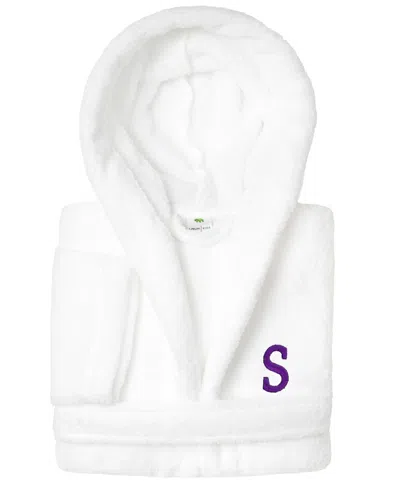 Linum Home Personalized Kids Super Plush Hooded Bathrobe In White,purple S