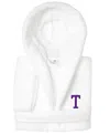 Linum Home Personalized Kids Super Plush Hooded Bathrobe In White,purple T