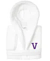 Linum Home Personalized Kids Super Plush Hooded Bathrobe In White,purple V