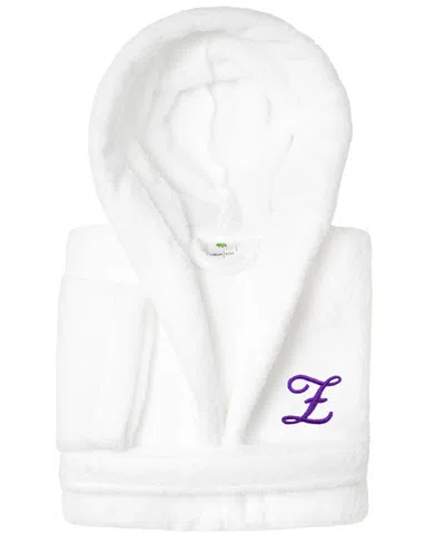 Linum Home Personalized Kids Super Plush Hooded Bathrobe In White