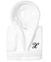 Linum Home Personalized Kids Super Plush Hooded Bathrobe In X White,black