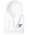 Linum Home Personalized Kids Super Plush Hooded Bathrobe In X White,navy