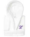 Linum Home Personalized Kids Super Plush Hooded Bathrobe In X White,purple