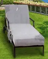 Linum Home Personalized Standard Size 100% Turkish Cotton Chaise Lounge Cover With Side Pockets In Gray