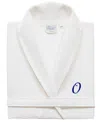 Linum Home Personalized Unisex Embroidered Turkish Cotton Waffle Weave Bathrobe In White