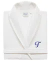 Linum Home Personalized Unisex Embroidered Turkish Cotton Waffle Weave Bathrobe In White