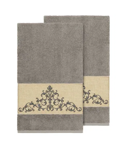 Linum Home Scarlet 2-pc. Embellished Bath Towel Set In Gray