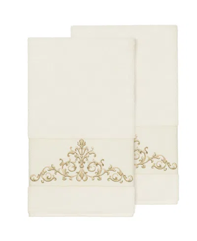 Linum Home Scarlet 2-pc. Embellished Bath Towel Set In White