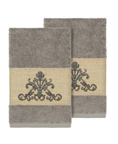 Linum Home Scarlet 2-pc. Embellished Hand Towel Set In Gray