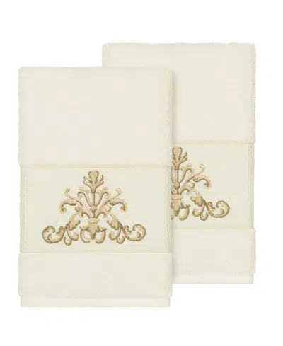Linum Home Scarlet 2-pc. Embellished Hand Towel Set In White