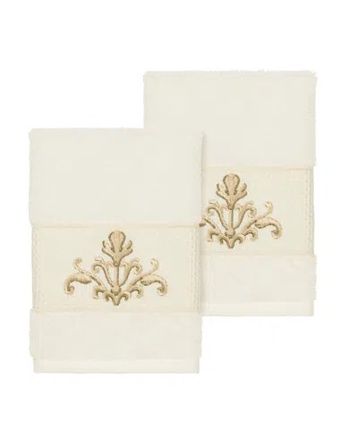 Linum Home Scarlet 2-pc. Embellished Washcloth Set In White