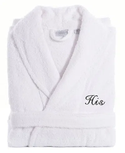 Linum Home Script Font Turkish Cotton Embroidered His Terry Bathrobe