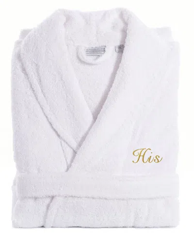 Linum Home Script Font Turkish Cotton Embroidered His Terry Bathrobe