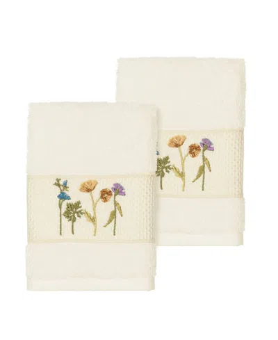 Linum Home Serenity 2-pc. Embellished Washcloth Set In White